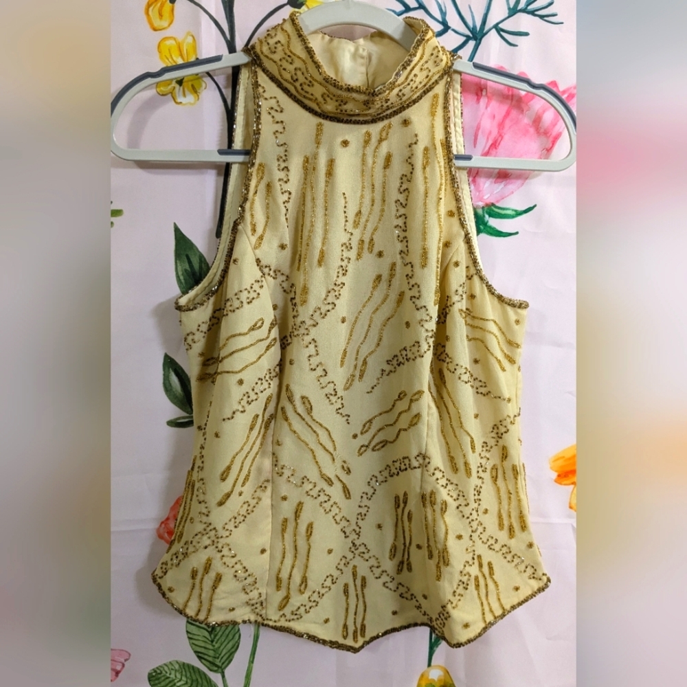 '90s Vintage Chadwick's beaded mock neck blouse